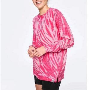 NWT PINK Tie Dye Long Sleeve Campus Tee MEDIUM to LARGE